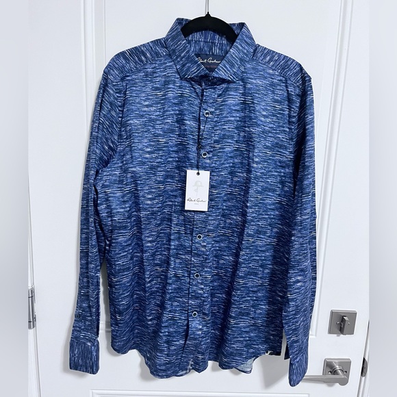 NWT - Robert Graham Men’s Tailored Fit Line-Print Sport Shirt - Size XL - Picture 1 of 10